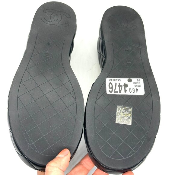 CHANEL 24P Quilted Leather Open Toe Wedge Heel Mule Slide Platform Sandal - Picture 14 of 15